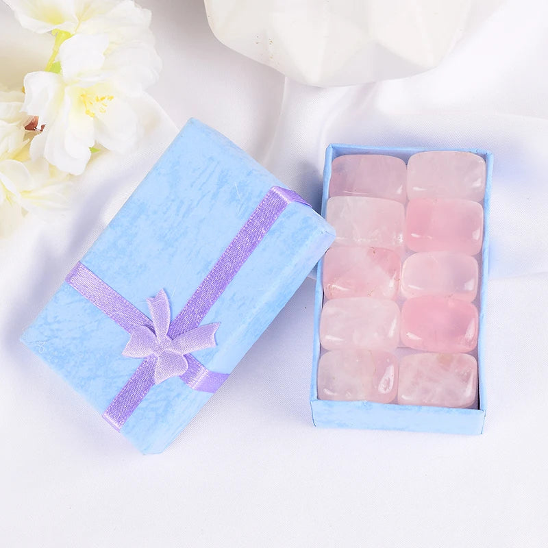 10 Pcs /Set Natural Tumbled Stone 15-20Mm Mix Rock and Quartz Rose Bead Chakra Healing Crystal Irregular Polishing Amethyst Home