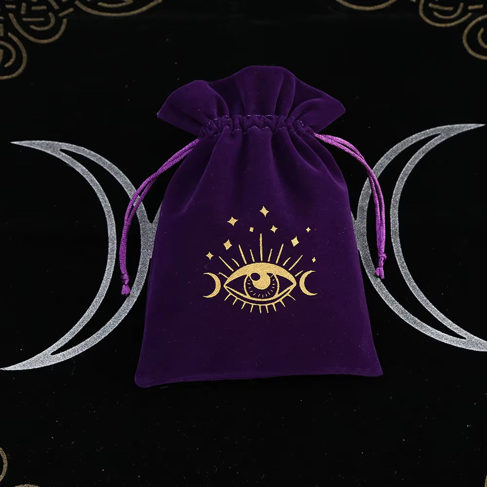 1Pcs Tarot Storage Velvet Bag Drawstring Suede Pocket Board Game Card Embroidery Package Witchcraft Supplies for Altar Tarot Box