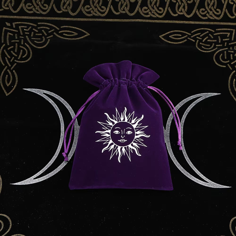 1Pcs Tarot Storage Velvet Bag Drawstring Suede Pocket Board Game Card Embroidery Package Witchcraft Supplies for Altar Tarot Box