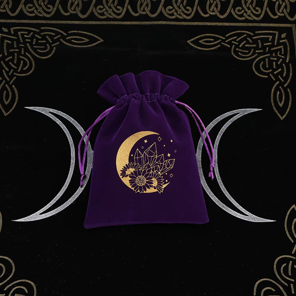 1Pcs Tarot Storage Velvet Bag Drawstring Suede Pocket Board Game Card Embroidery Package Witchcraft Supplies for Altar Tarot Box