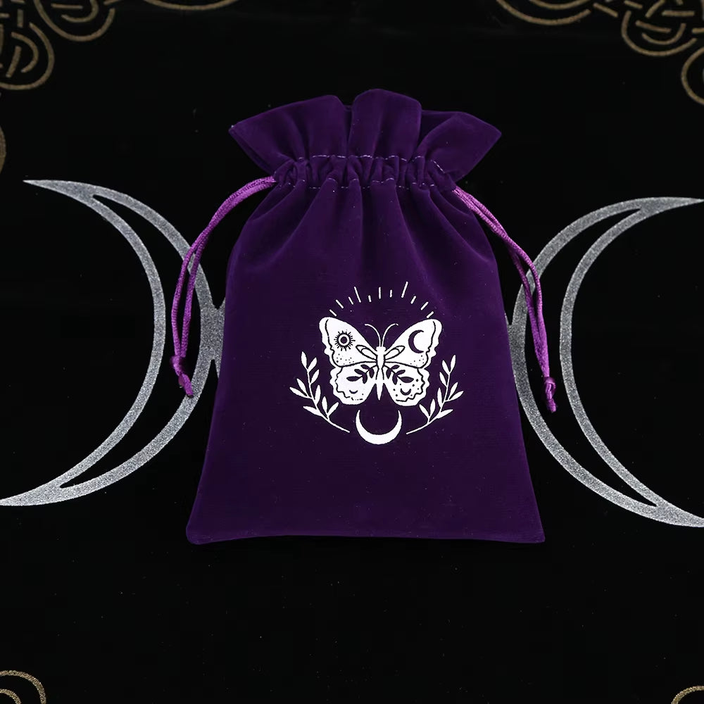 1Pcs Tarot Storage Velvet Bag Drawstring Suede Pocket Board Game Card Embroidery Package Witchcraft Supplies for Altar Tarot Box