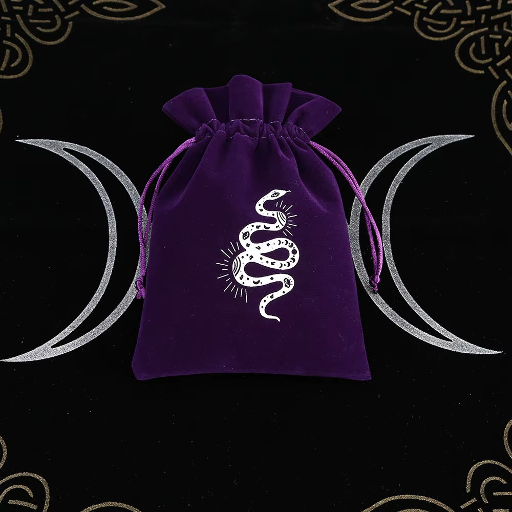1Pcs Tarot Storage Velvet Bag Drawstring Suede Pocket Board Game Card Embroidery Package Witchcraft Supplies for Altar Tarot Box