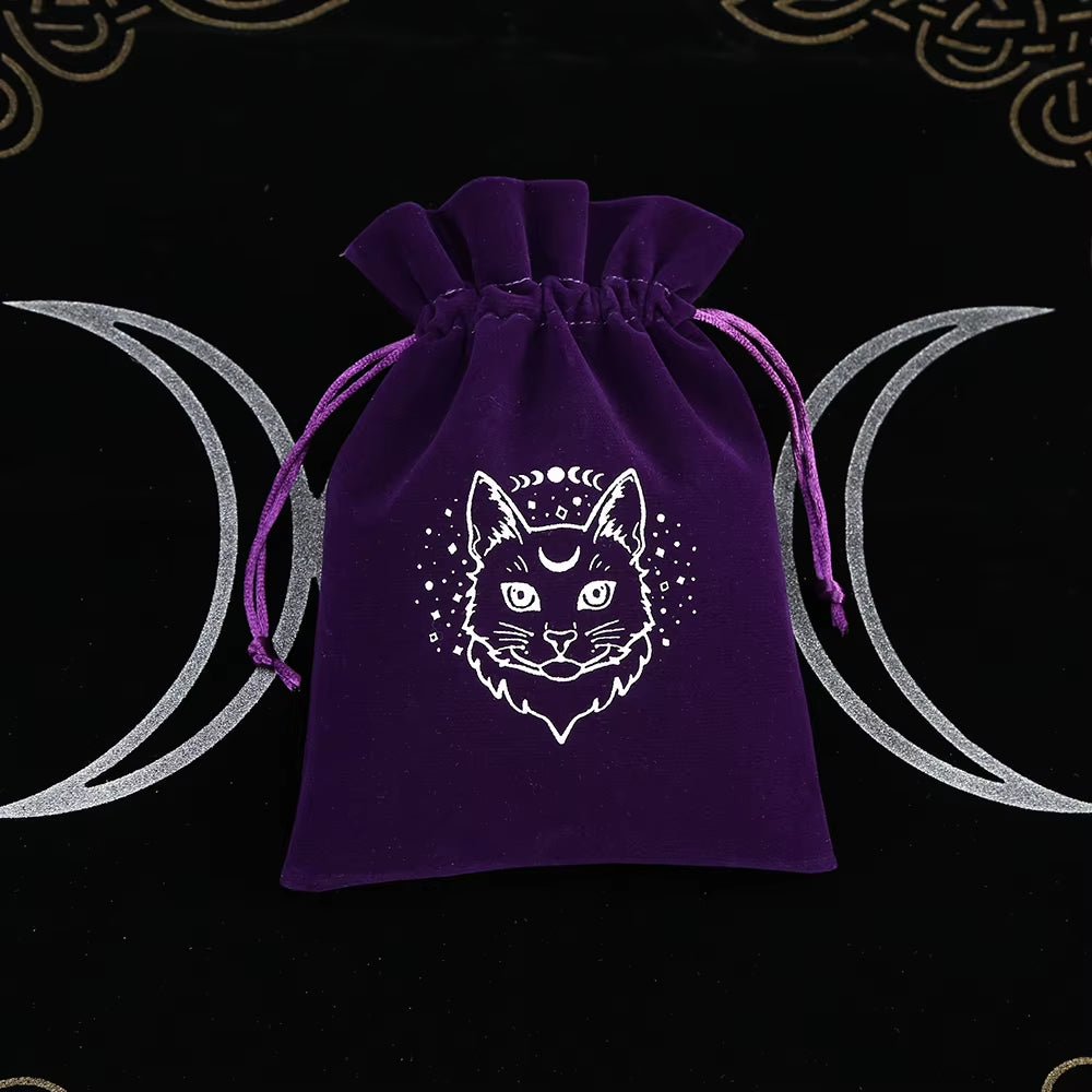 1Pcs Tarot Storage Velvet Bag Drawstring Suede Pocket Board Game Card Embroidery Package Witchcraft Supplies for Altar Tarot Box