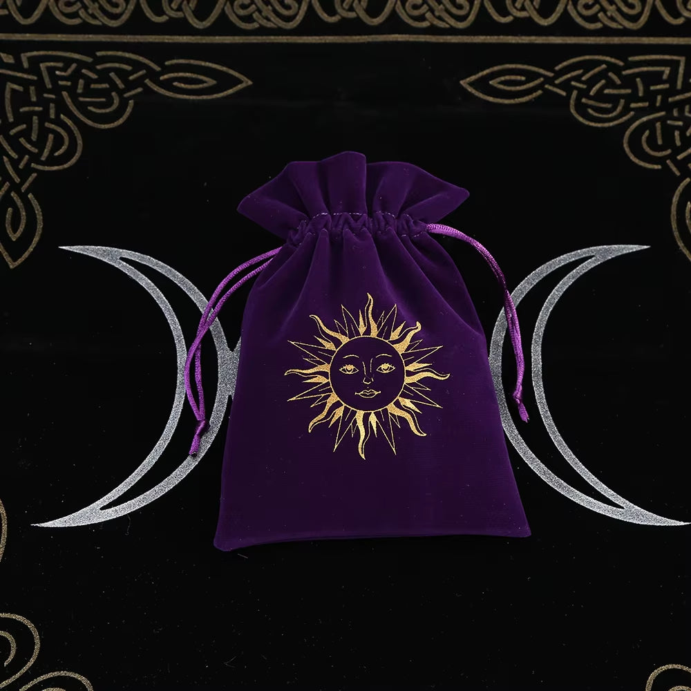 1Pcs Tarot Storage Velvet Bag Drawstring Suede Pocket Board Game Card Embroidery Package Witchcraft Supplies for Altar Tarot Box