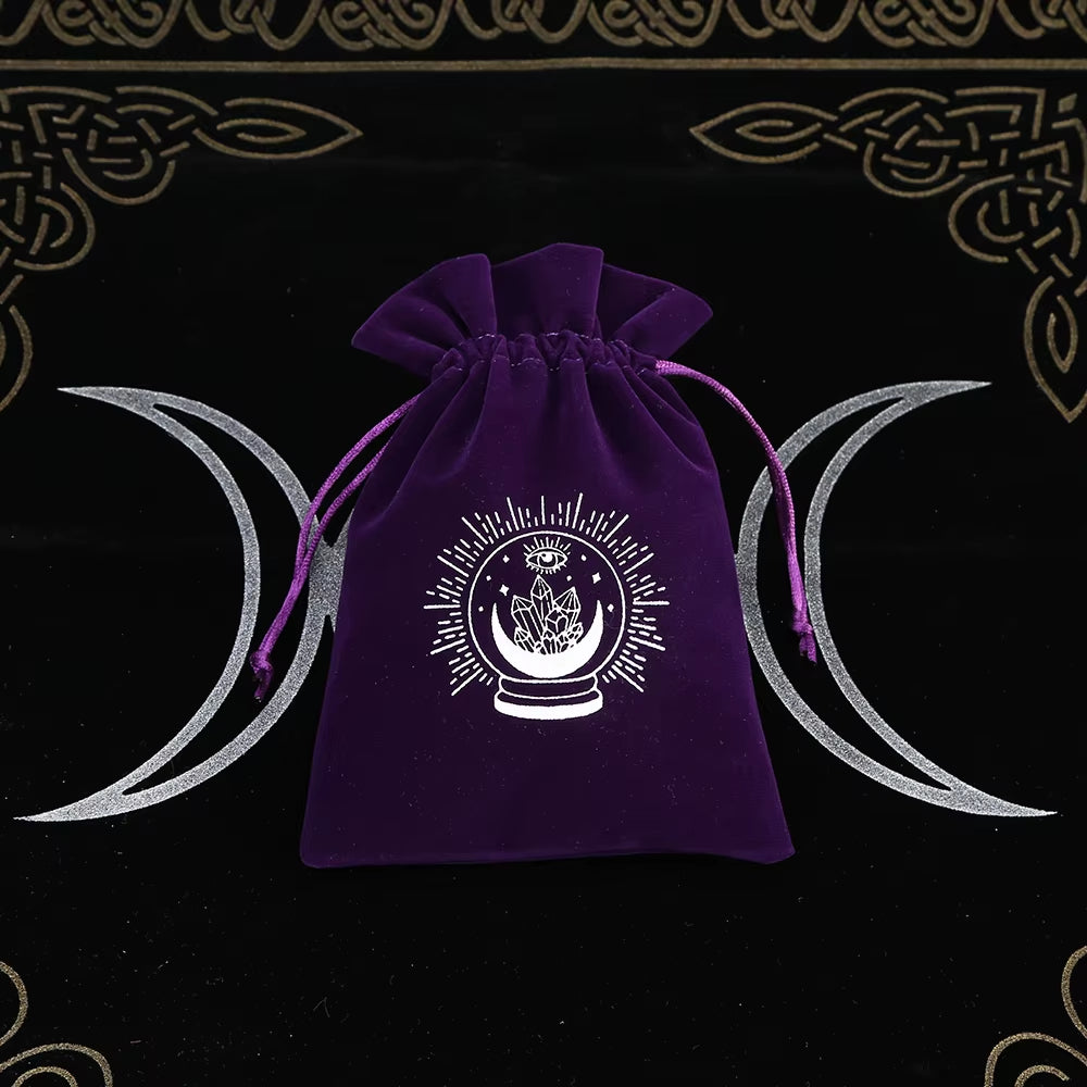 1Pcs Tarot Storage Velvet Bag Drawstring Suede Pocket Board Game Card Embroidery Package Witchcraft Supplies for Altar Tarot Box