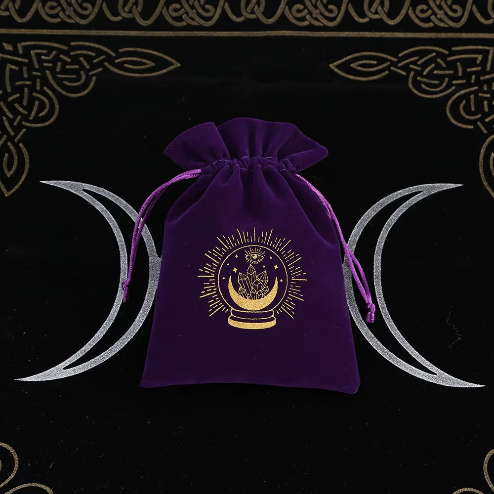 1Pcs Tarot Storage Velvet Bag Drawstring Suede Pocket Board Game Card Embroidery Package Witchcraft Supplies for Altar Tarot Box