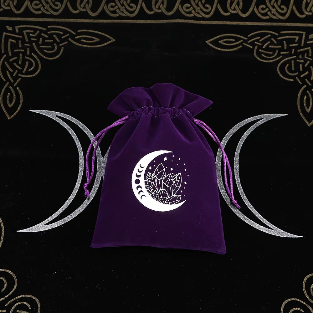1Pcs Tarot Storage Velvet Bag Drawstring Suede Pocket Board Game Card Embroidery Package Witchcraft Supplies for Altar Tarot Box