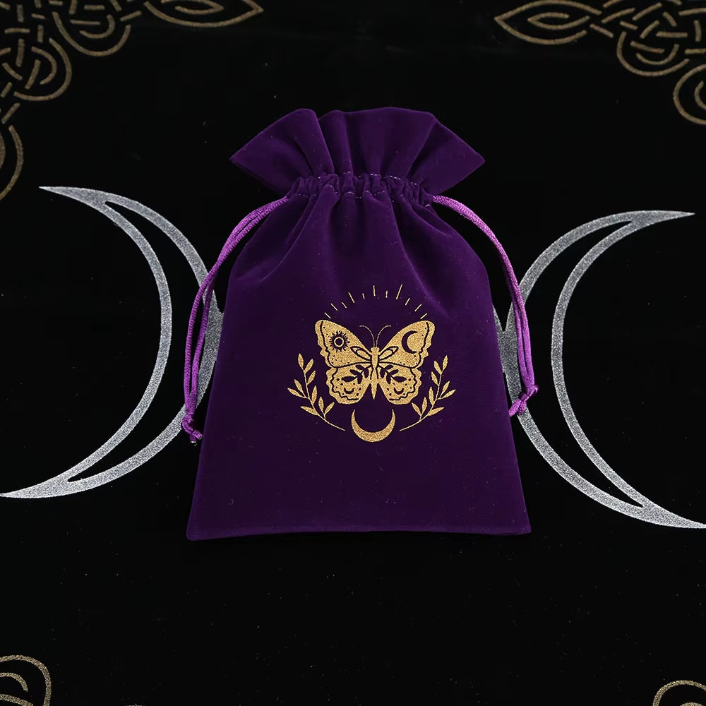 1Pcs Tarot Storage Velvet Bag Drawstring Suede Pocket Board Game Card Embroidery Package Witchcraft Supplies for Altar Tarot Box