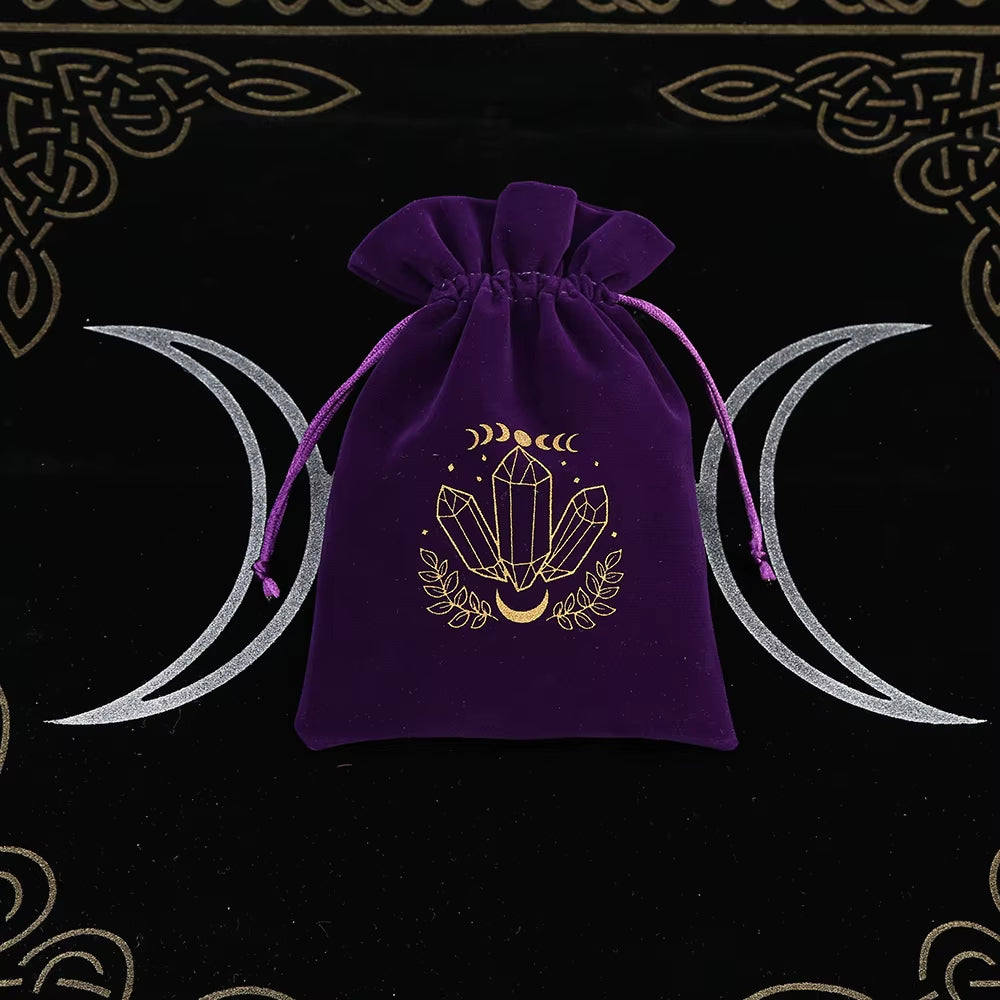 1Pcs Tarot Storage Velvet Bag Drawstring Suede Pocket Board Game Card Embroidery Package Witchcraft Supplies for Altar Tarot Box