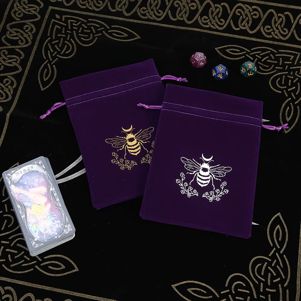 1Pcs Tarot Storage Velvet Bag Drawstring Suede Pocket Board Game Card Embroidery Package Witchcraft Supplies for Altar Tarot Box