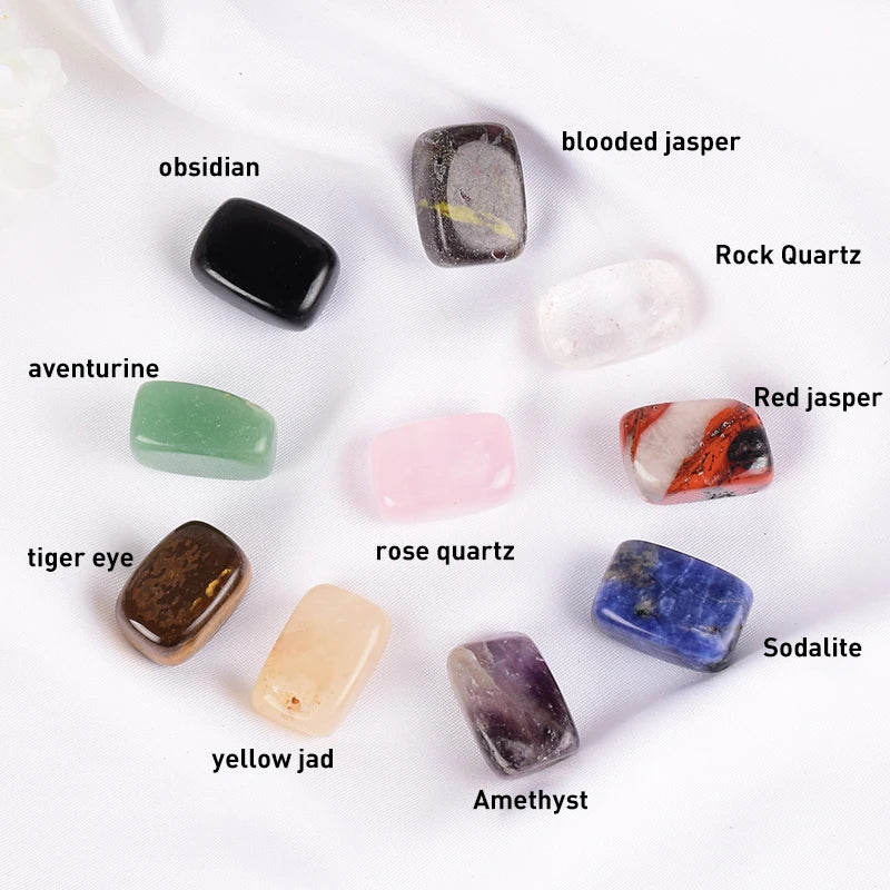 10 Pcs /Set Natural Tumbled Stone 15-20Mm Mix Rock and Quartz Rose Bead Chakra Healing Crystal Irregular Polishing Amethyst Home