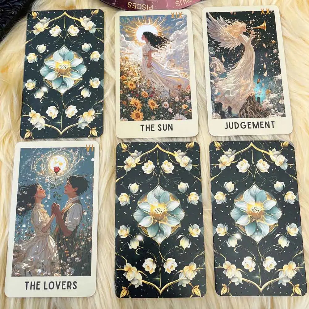 Ethereal Bloom Tarot Cards Deck, 78 Pieces, 13X8 Cm, Trust Flower Theme, Includes Paper Guide Card Games