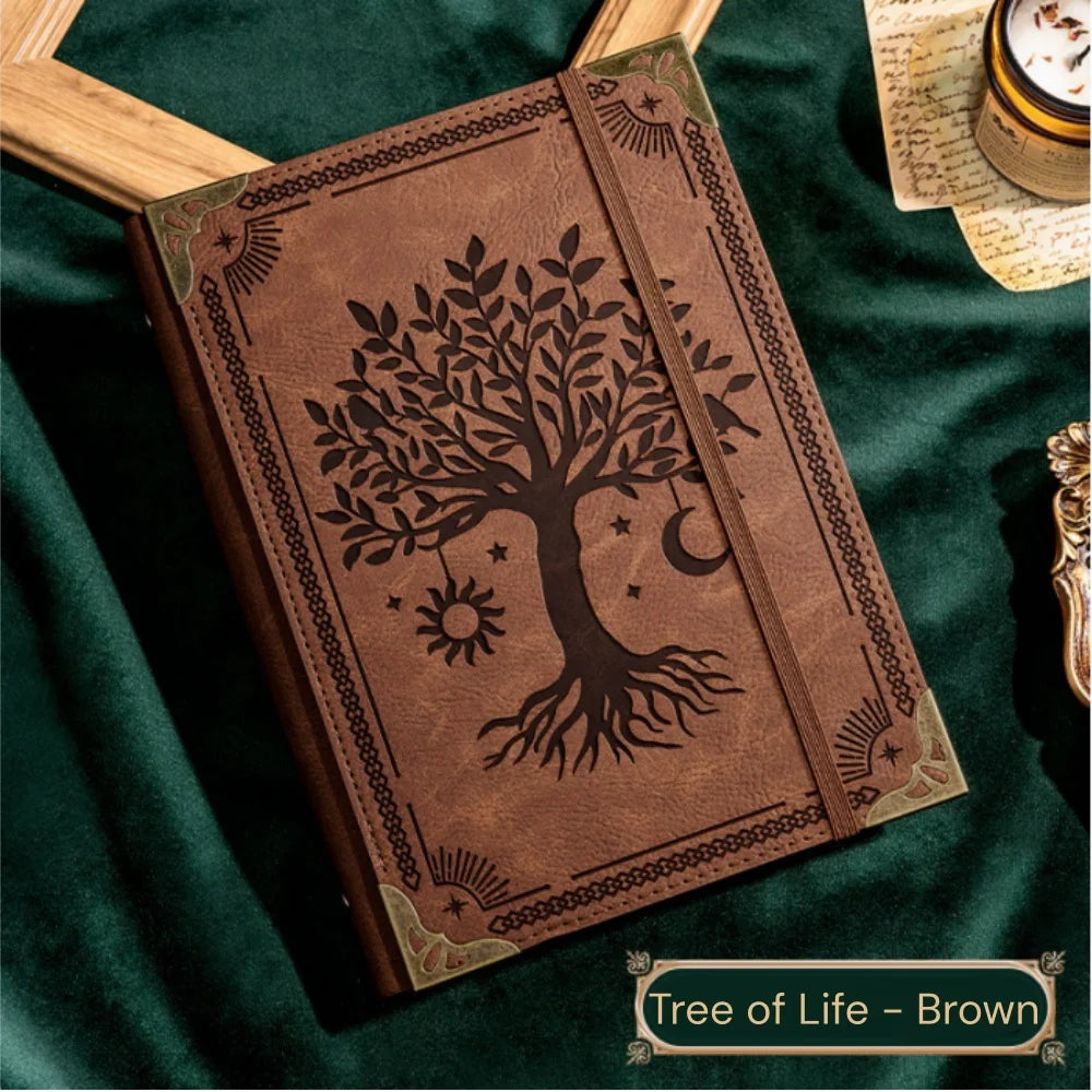 Leather Traveler'S Notebook Retro Handmade Diary Portable Sketchbook Cowhide Gift Tree of Life Notebook Workbook
