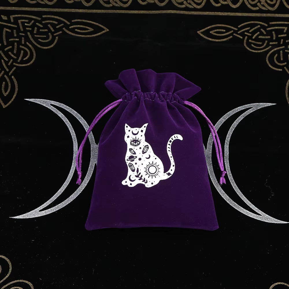 1Pcs Tarot Storage Velvet Bag Drawstring Suede Pocket Board Game Card Embroidery Package Witchcraft Supplies for Altar Tarot Box
