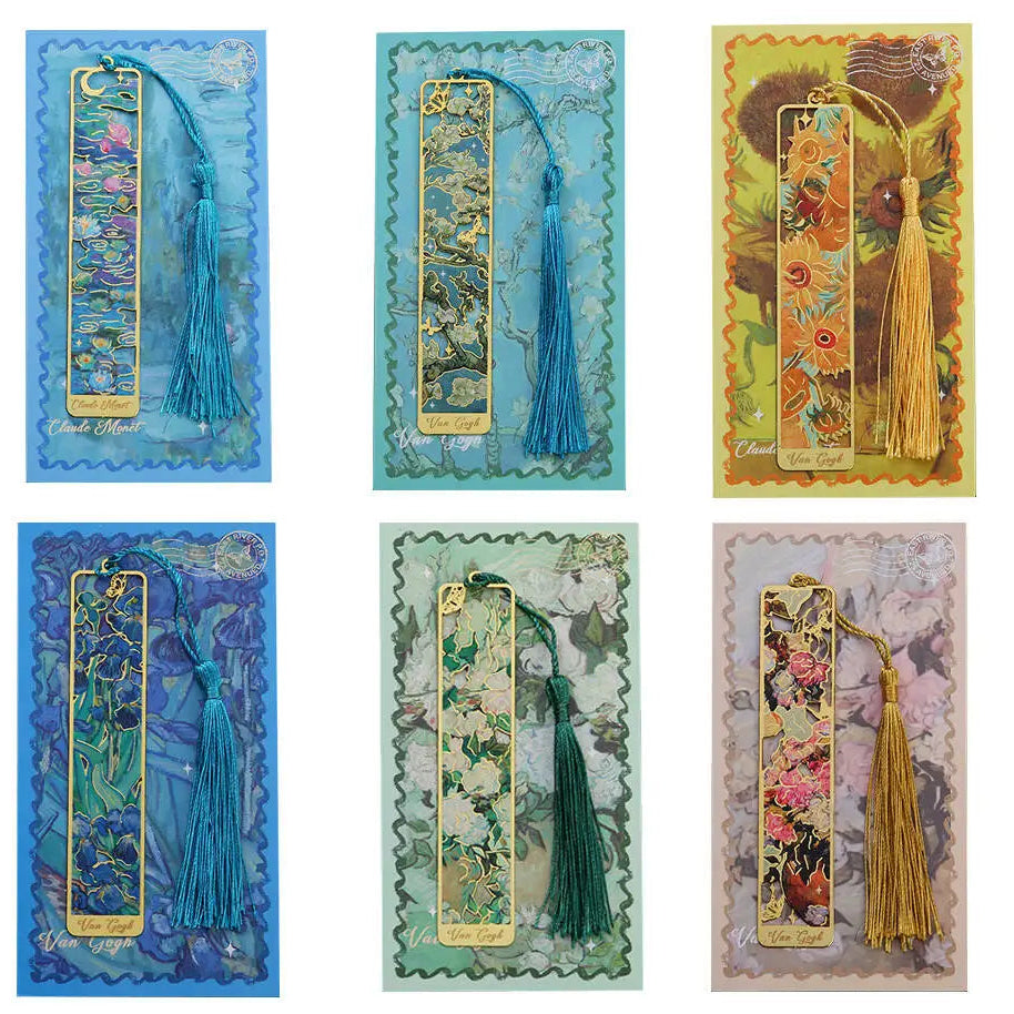 1-6-12 Pcs Creative Metal Book Mark Vintage Oil Painting Bookmark Office School Supplies Funny Gift Stationery Items