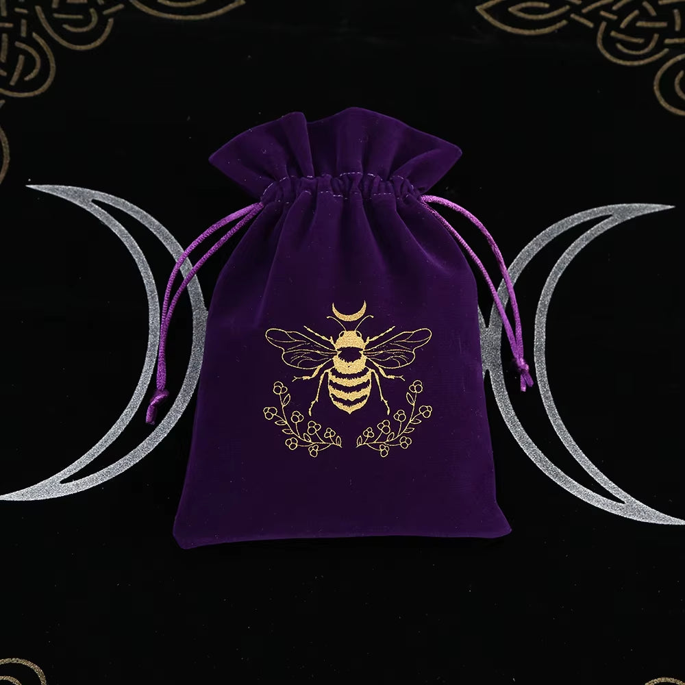 1Pcs Tarot Storage Velvet Bag Drawstring Suede Pocket Board Game Card Embroidery Package Witchcraft Supplies for Altar Tarot Box