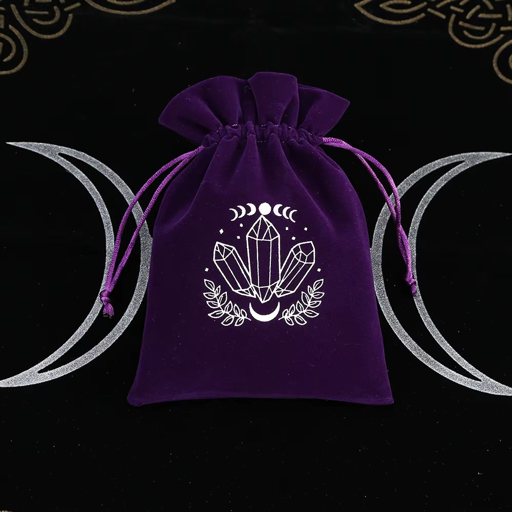 1Pcs Tarot Storage Velvet Bag Drawstring Suede Pocket Board Game Card Embroidery Package Witchcraft Supplies for Altar Tarot Box