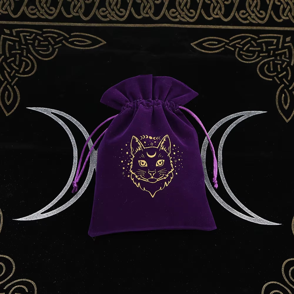 1Pcs Tarot Storage Velvet Bag Drawstring Suede Pocket Board Game Card Embroidery Package Witchcraft Supplies for Altar Tarot Box