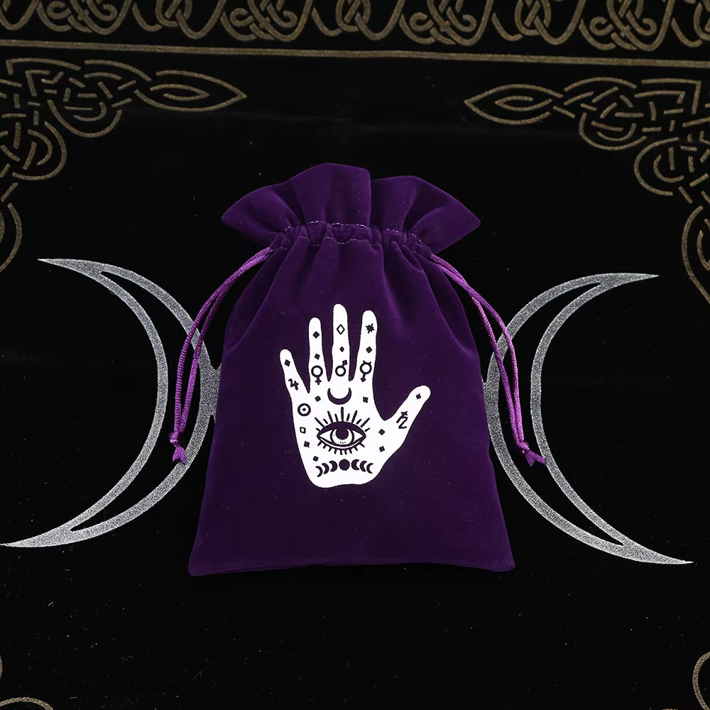1Pcs Tarot Storage Velvet Bag Drawstring Suede Pocket Board Game Card Embroidery Package Witchcraft Supplies for Altar Tarot Box