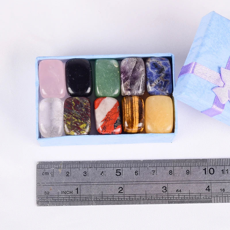10 Pcs /Set Natural Tumbled Stone 15-20Mm Mix Rock and Quartz Rose Bead Chakra Healing Crystal Irregular Polishing Amethyst Home