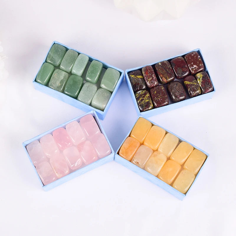 10 Pcs /Set Natural Tumbled Stone 15-20Mm Mix Rock and Quartz Rose Bead Chakra Healing Crystal Irregular Polishing Amethyst Home