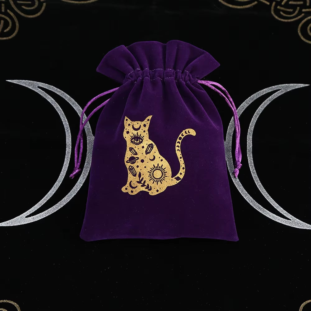 1Pcs Tarot Storage Velvet Bag Drawstring Suede Pocket Board Game Card Embroidery Package Witchcraft Supplies for Altar Tarot Box