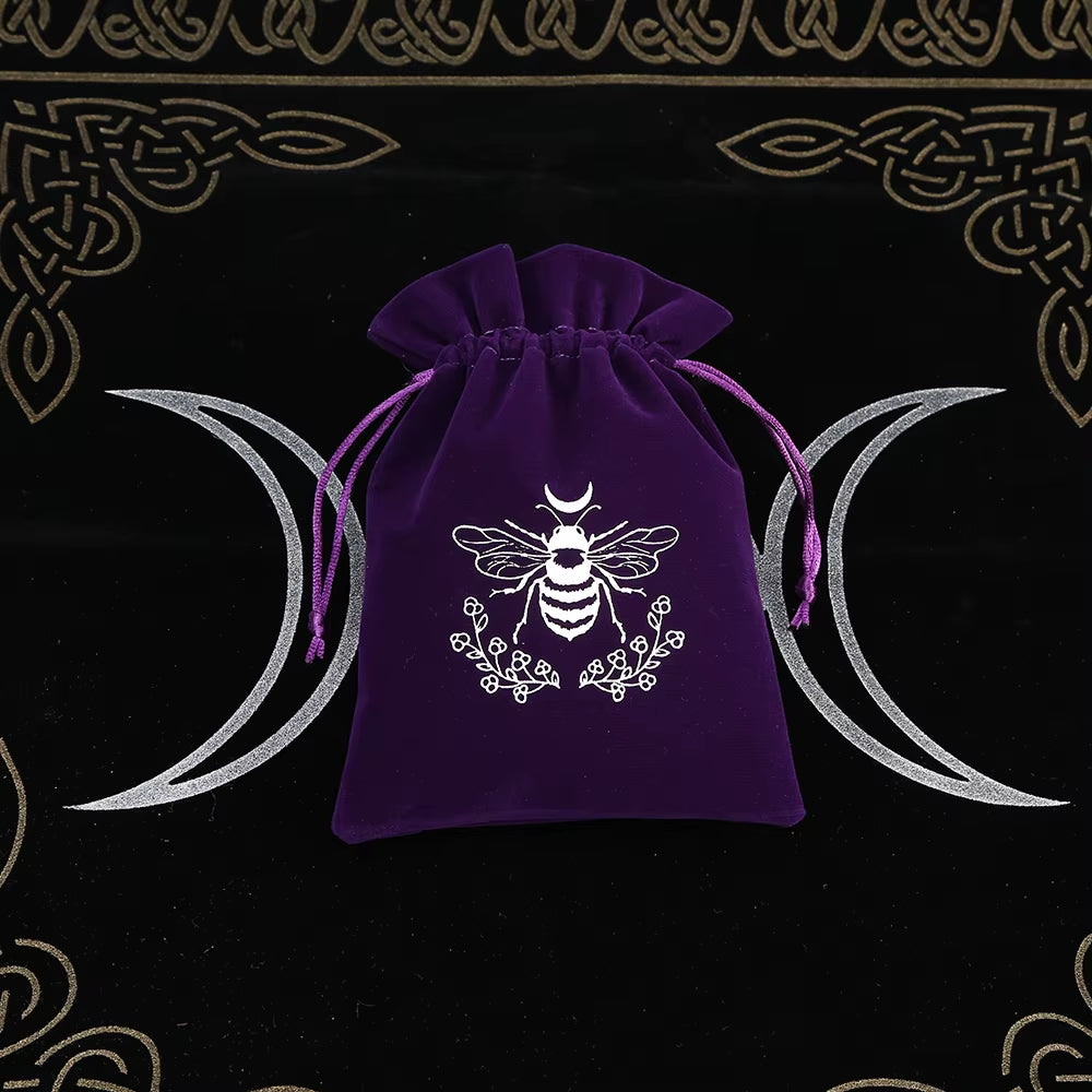 1Pcs Tarot Storage Velvet Bag Drawstring Suede Pocket Board Game Card Embroidery Package Witchcraft Supplies for Altar Tarot Box